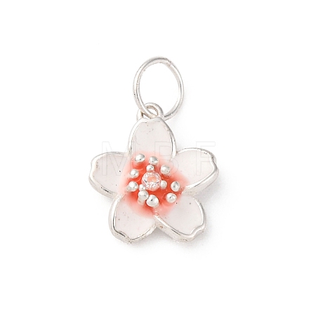 925 Sterling Silver White Enamel Flower Charms STER-D304-03S-1