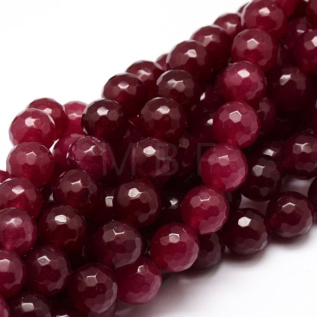 Dyed Natural White Jade Round Beads Strands G-E313-10mm-05-1