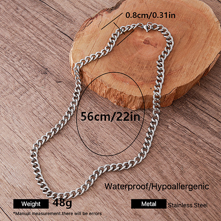 Vintage Style 8MM 304 Stainless Steel Cuban Link Chain Necklaces for Women ZQ6132-5-1