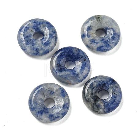 Natural Blue Spot Jasper Donut/Pi Disc Charms G-G142-01H-1