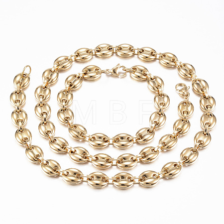PVD Vacuum Plating 201 Stainless Steel Jewelry Sets SJEW-F157-05G-1