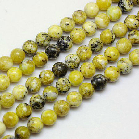 Natural Yellow Turquoise(Jasper) Beads Strands GSR10mmC007-1