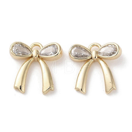 Brass Micro Pave Clear Cubic Zirconia Charms X-KK-G491-29G-1
