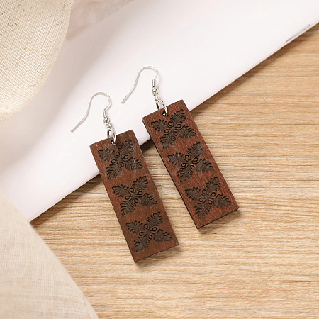 Bohemian Wood Dangle Earrings WG7FE60-05-1