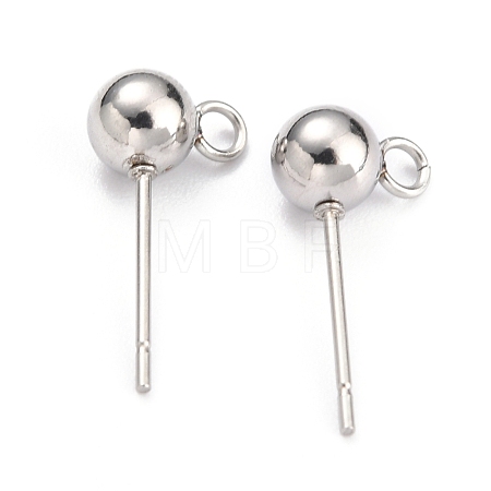 Non-Tarnish 304 Stainless Steel Ball Post Stud Earring Findings STAS-Z035-02P-E-1
