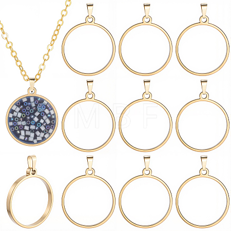 20Pcs 304 Stainless Steel Open Back Bezel Pendants PALLOY-BBC00009-1