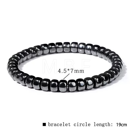 Synthetic Non-magnetic Hematite Beads Stretch Bracelets for Men RL7655-7-1
