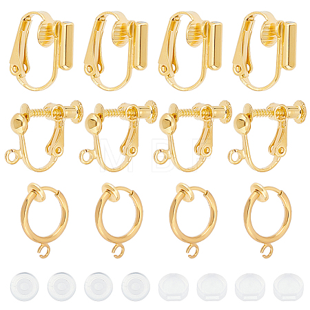 18Pcs 3 Style Brass Clip-on Earring Findings FIND-SC0003-96G-1