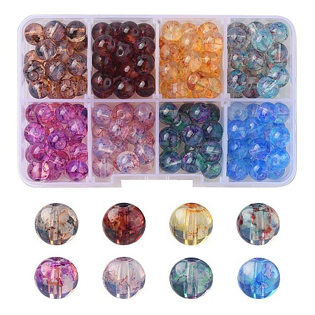 160Pcs 8 Colors Transparent Baking Paint Glass Beads DGLA-YW0001-05-1