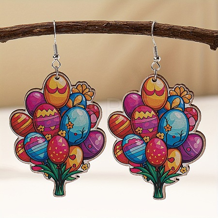 Easter Cartoon Printed Wood Dangle Earrings FS-WG710AE-11-1