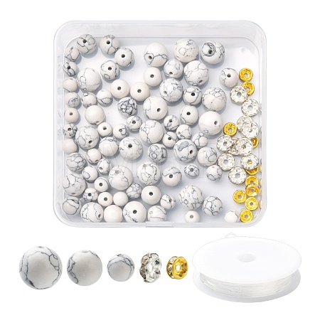 96Pcs Synthetic Howlite Round Beads Kit for DIY Jewelry Making DIY-FS0002-02-1
