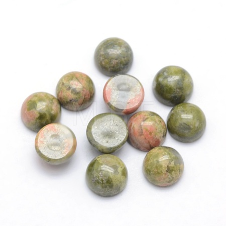 Natural Unakite Cabochons G-P393-R31-6mm-1
