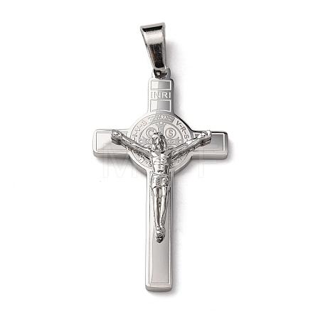 304 Stainless Steel Religion Jesus Cross Pendants STAS-F323-12P-1