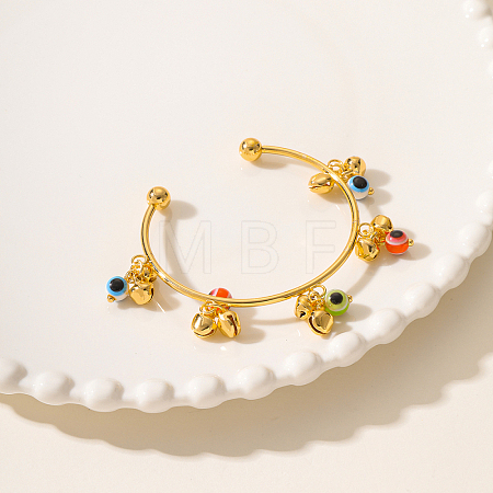 Golden Element Bell Handmade Lampwork Evil Eye Cuff Bangle for Women's Daily Party YH4756-4-1