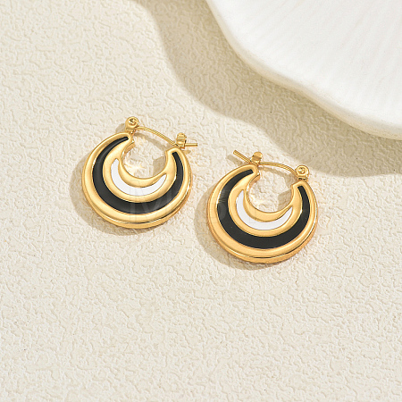 Moon Stainless Steel Hoop Earrings JD2482-2-1