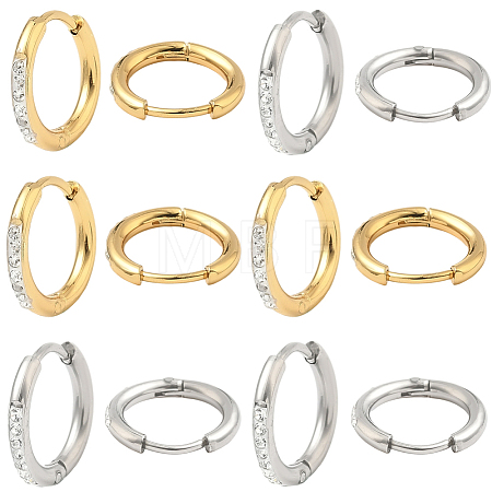 20Pcs 2 Colors 304 Stainless Steel Hoop Earrings EJEW-SC0001-84-1