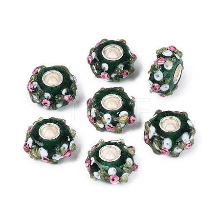 Handmade Lampwork & Brass Core European Beads LAMP-N044-07S-01-1