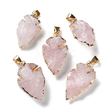 Raw Rough Natural Rose Quartz Pendants G-T073-23G-04-1