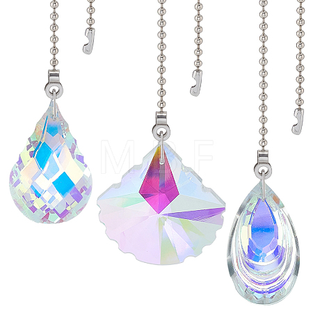 3Pcs 3 Styles Glass Charms Ceiling Fan Pull Chain Extenders HJEW-SP0001-81-1