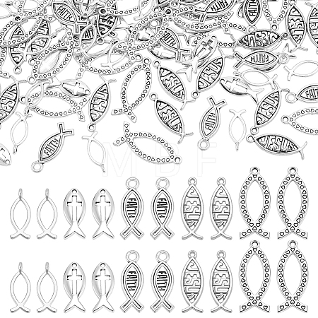 100Pcs 5 Styles Tibetan Style Alloy Pendants TIBE-HY0001-17-1