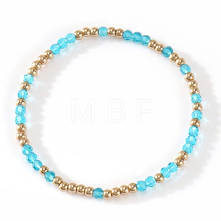 Glass & 304 Stainless Steel Beaded Stretch Bracelets for Women AN7513-4-1