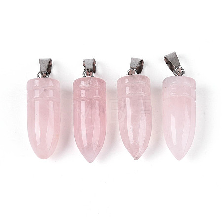 Natural Rose Quartz Pendants G-N349-16P-07-1