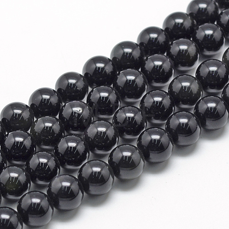 Natural Obsidian Beads Strands G-R446-4mm-24-1