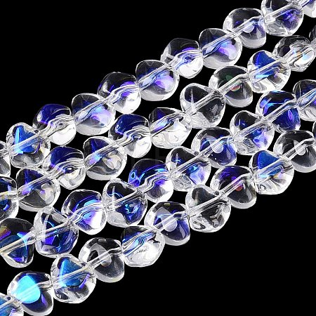 Electroplate Transparent Glass Beads Strands EGLA-Q133-01A-13-1