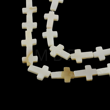 Cross Natural Freshwater Shell Beads Strands SSHEL-F290-17-1