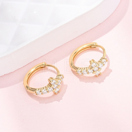 Cross 925 Sterling Silver Micro Pave Clear Cubic Zirconia Hoop Earrings EJEW-K317-06G-1