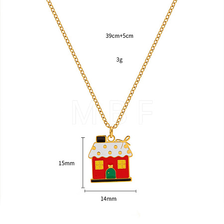 Christmas 304 Stainless Steel Enamel Pendant Necklaces FS-WGDAA96-19-1