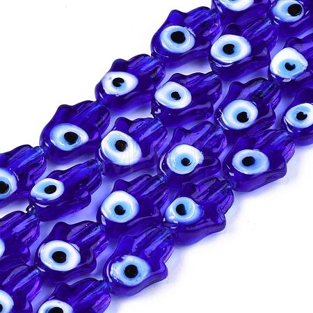 Handmade Evil Eye Lampwork Beads Strands LAMP-WH0006-06E-1