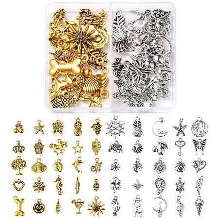 50Pcs 50 Style Tibetan Style Alloy Charms TIBE-YW0001-03-1