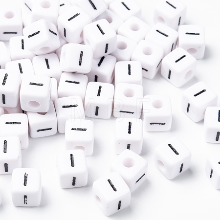 Letter Acrylic European Large Hole Beads OPDL-R050-10mm-I-1