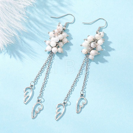 Natural Persian Jade Wing Dangle Earrings EJEW-JE06728-01-1