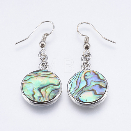 Abalone Shell/Paua Shell Dangle Earrings EJEW-F147-A08-1