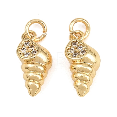 Brass Micro Pave Clear Cubic Zirconia Charms KK-Q085-02C-G-1