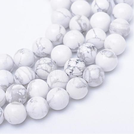 Round Natural Howlite Bead Strands G-R345-10mm-18-1