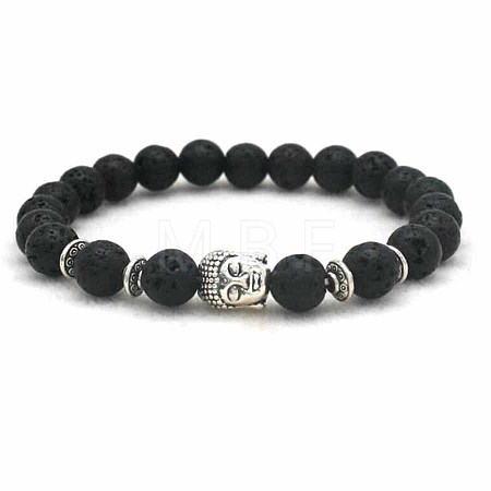 Volcano Stone Buddha Head Elastic Yoga Bracelet DIY Agate Buddha Bead Bracelet NA9896-3-1