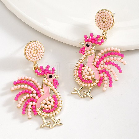 Alloy Enamel Dangle Stud Earrings FS-WG6CE38-09-1