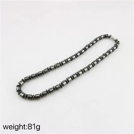 Synthetic Magnetic Hematite Rondelle and Column Beaded Nacklaces for Men WA5844-2-1