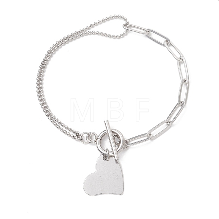 Heart 304 Stainless Steel Charm Bracelets BJEW-JB13110-1