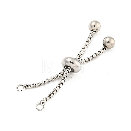 Non-Tarnish Adjustable 304 Stainless Steel Box Chain Slider Bracelet Making MAK-L038-001P-02-1