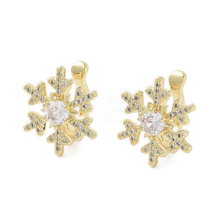 Rack Plating Brass Micro Pave Cubic Zirconia Clip-on Ring EJEW-C081-05G-1