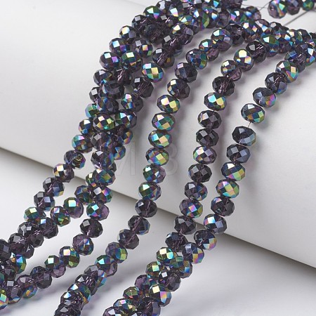Electroplate Transparent Glass Beads Strands EGLA-A034-T6mm-Q09-1