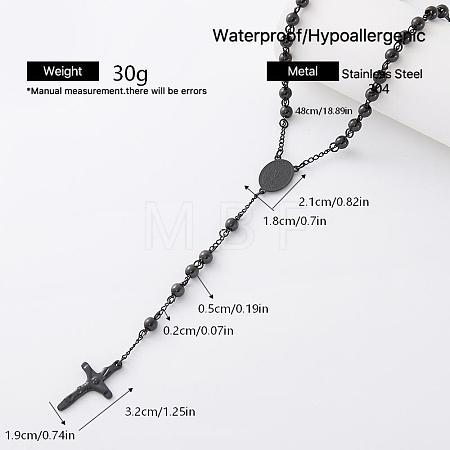 Vintage 304 Stainless Steel Rosary Bead Necklaces SM6488-3-1