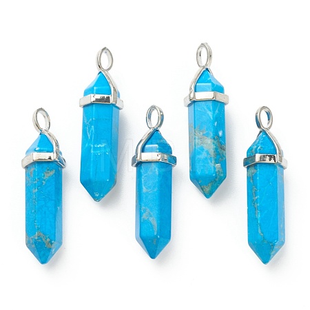 Natural Howlite Pointed Pendants G-M378-01P-A19-1
