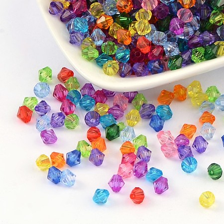 Faceted Bicone Transparent Acrylic Beads DBB6mm-1