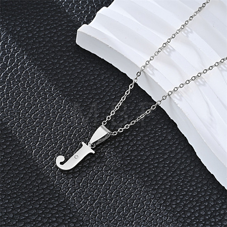 201 Stainless Steel Crystal Rhinestone Initial Pendant Necklaces FS-WG28760-16-1
