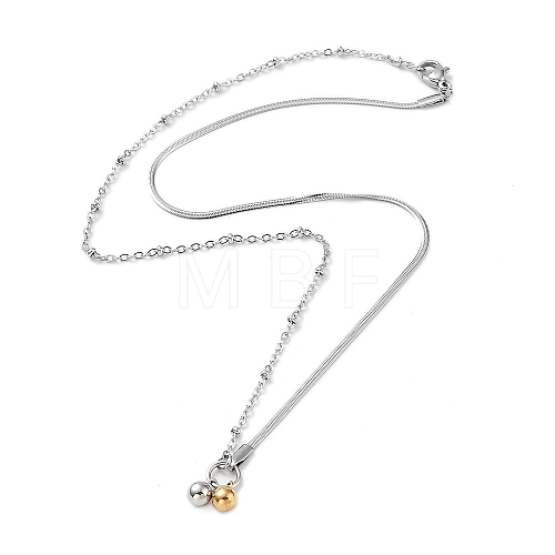 304 Stainless Steel with Plastic Bead Necklace NJEW-Q335-01A-P-1